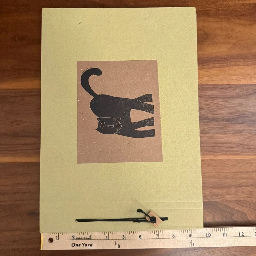 VTG Felice Botta Firenze Italy Handmade Cat Photo Album Scrapbook‎ Paper Journal